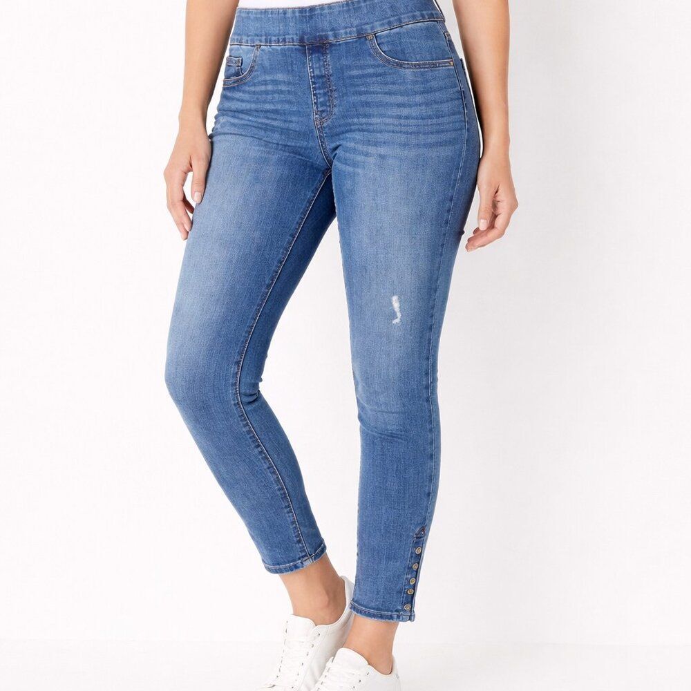 Chico’s Pull On Stretch Denim Ankle Jeggings Jeans Size 1 (US 8)
